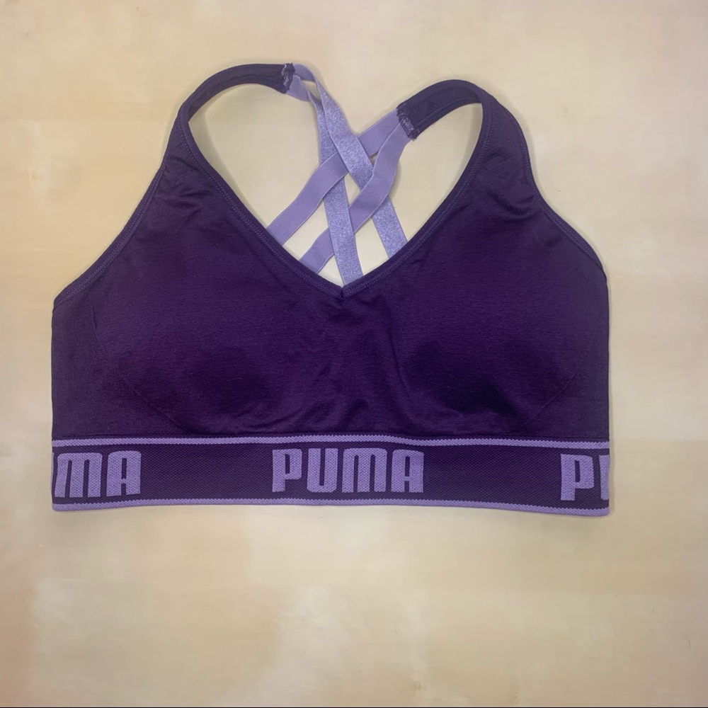 Puma Purple Sports Bra Criss-Cross Back
